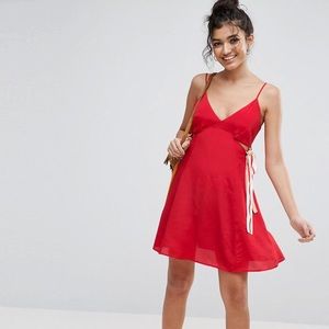 ASOS Cutout red dress w/ bow detail
